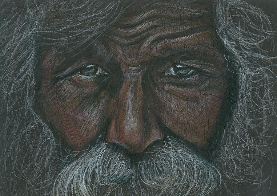 Weathered Aborigine Drawing by Linda Nielsen