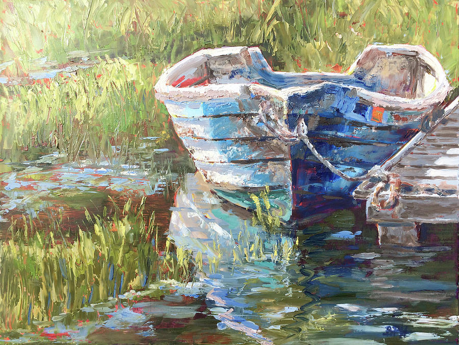 Boat Painting - Weathered and Worn by Barbara Hageman