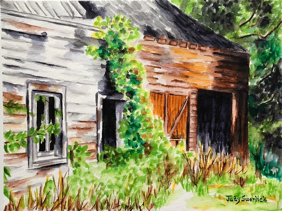 Weathered Barn Painting by Judy Swerlick