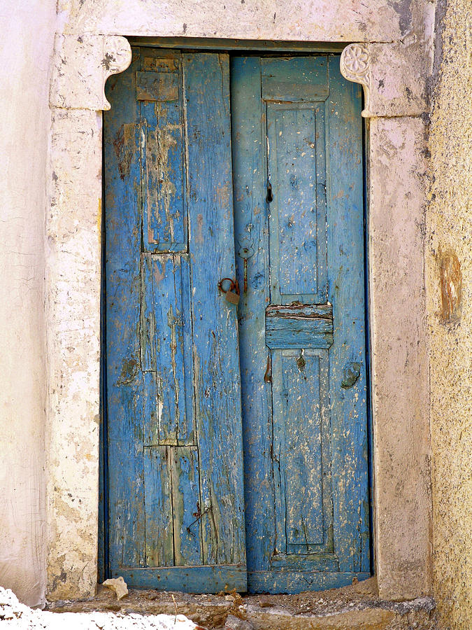 Weathered Blue Door Photograph by Sally Weigand