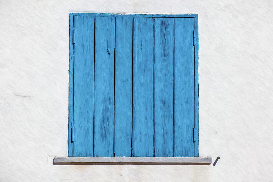 Weathered Blue Shutter Painting by David Letts