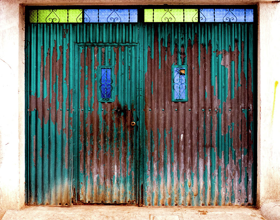 Guatemala Photograph - Weathered Corrugated Door by Claude LeTien