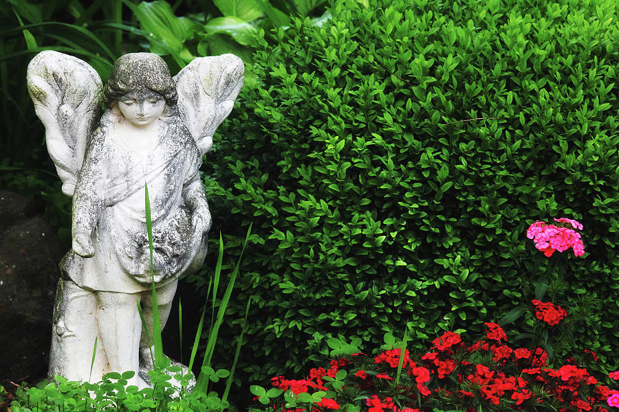 Weathered Garden Angel Photograph by Trina Ansel