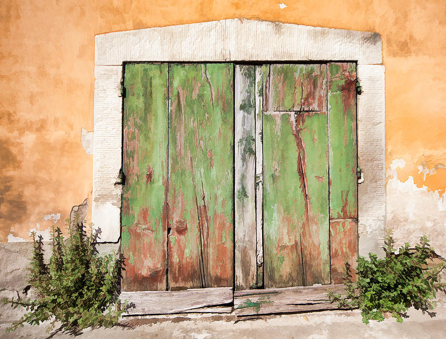 Weathered Green Door of Tuscany Painting by David Letts