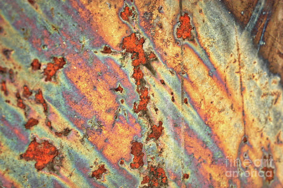 Weathered Metal with Blue and Orange Photograph by Carol Groenen