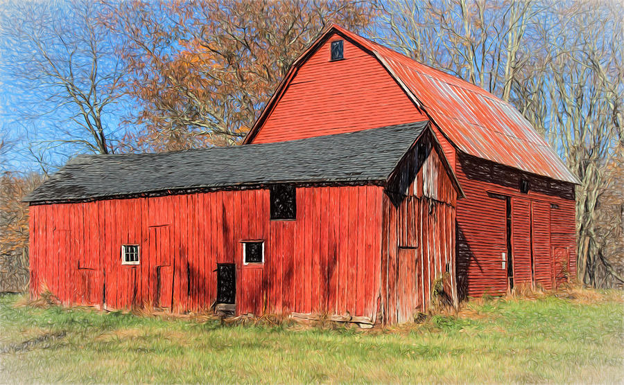 Weathered Red Barn Painting by David Letts