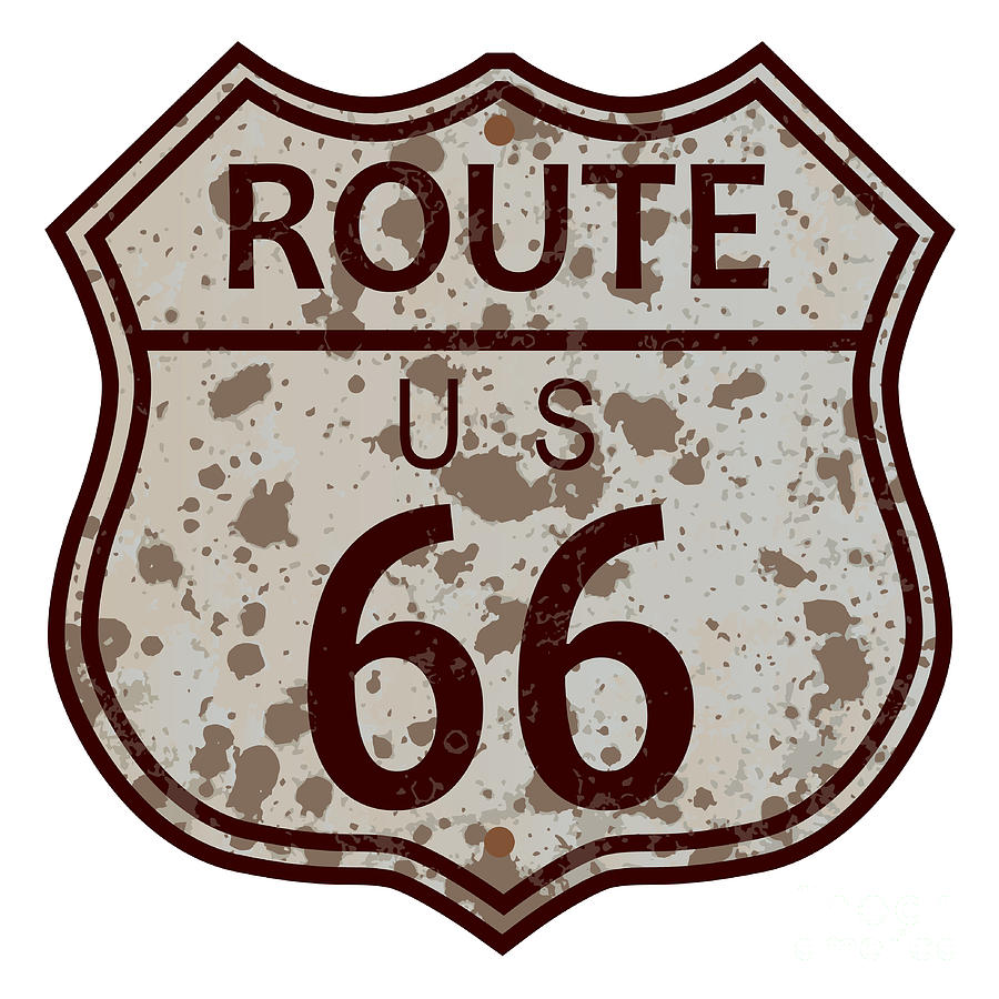 Weathered Route 66 Sign Digital Art by Bigalbaloo Stock - Pixels