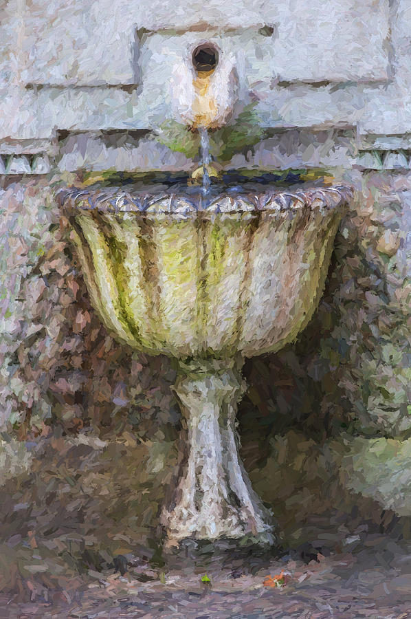 Weathered Stone Fountain Of Portugal Painting by David Letts