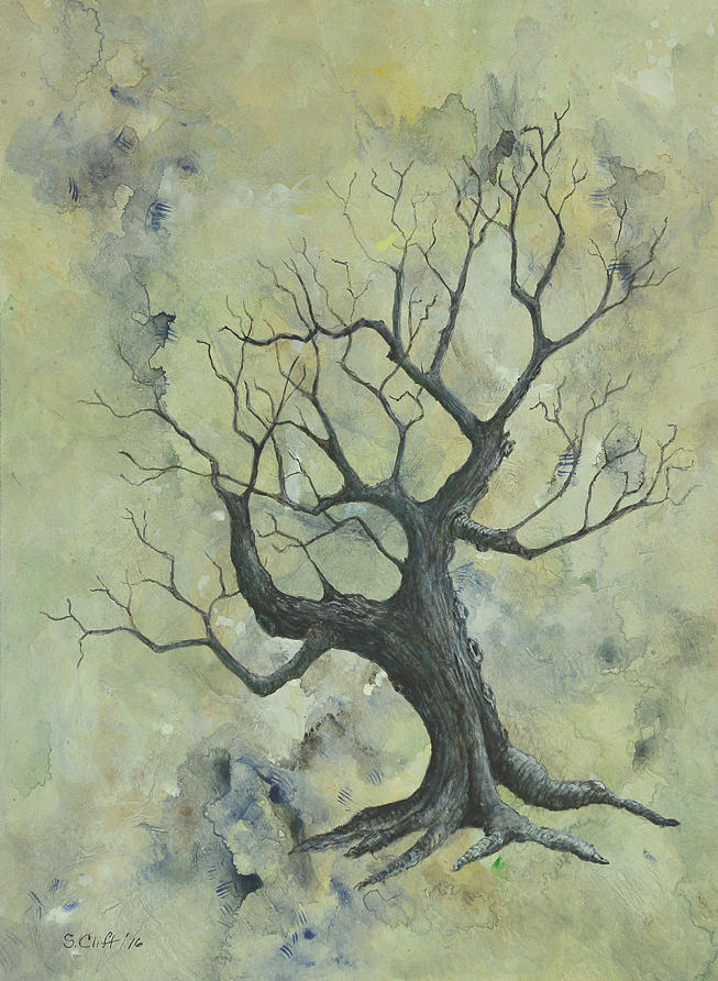 Weathered Tree 1 Painting by Sandy Clift