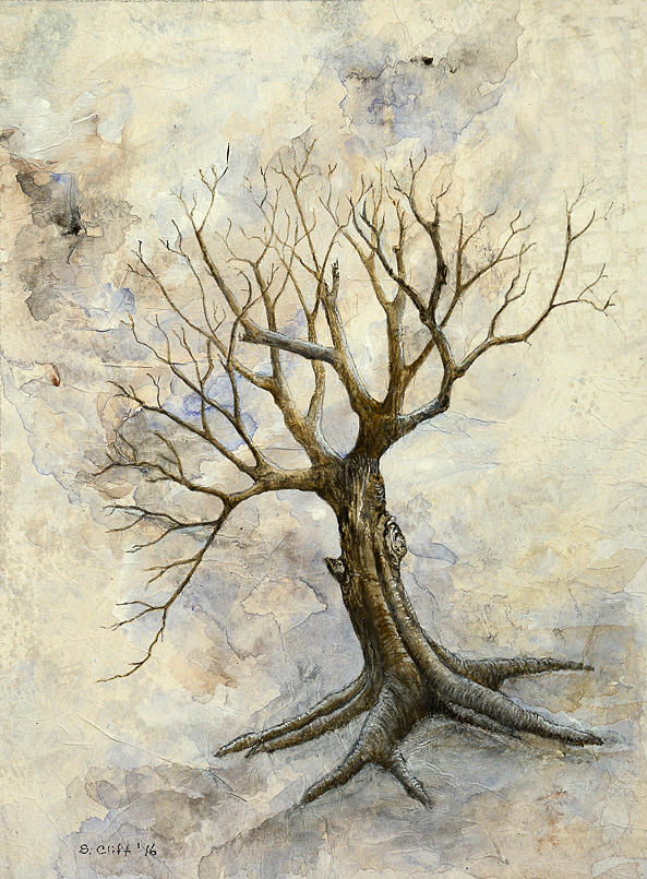 Weathered Tree 3 Painting by Sandy Clift