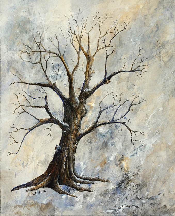 Weathered Tree 4 Painting by Sandy Clift