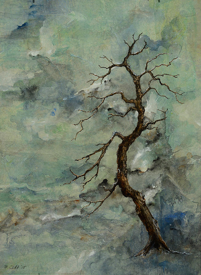 Weathered Tree 5 Painting by Sandy Clift