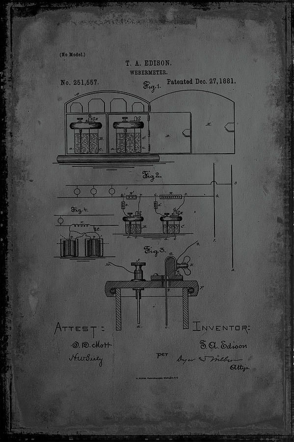 Webermeter Patent Drawing 1c Mixed Media by Brian Reaves