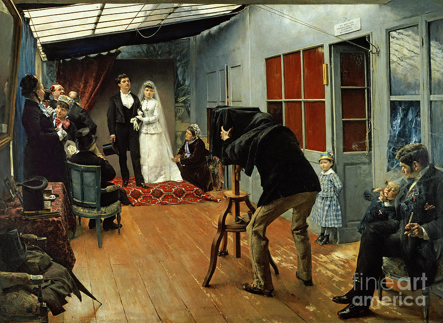 Camera Painting - Wedding at the Photographers by Pascal Adolphe Jean Dagnan-Bouveret