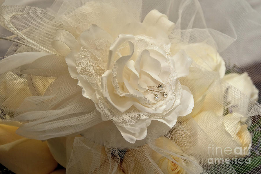 Wedding Bouquet And Veil Photograph