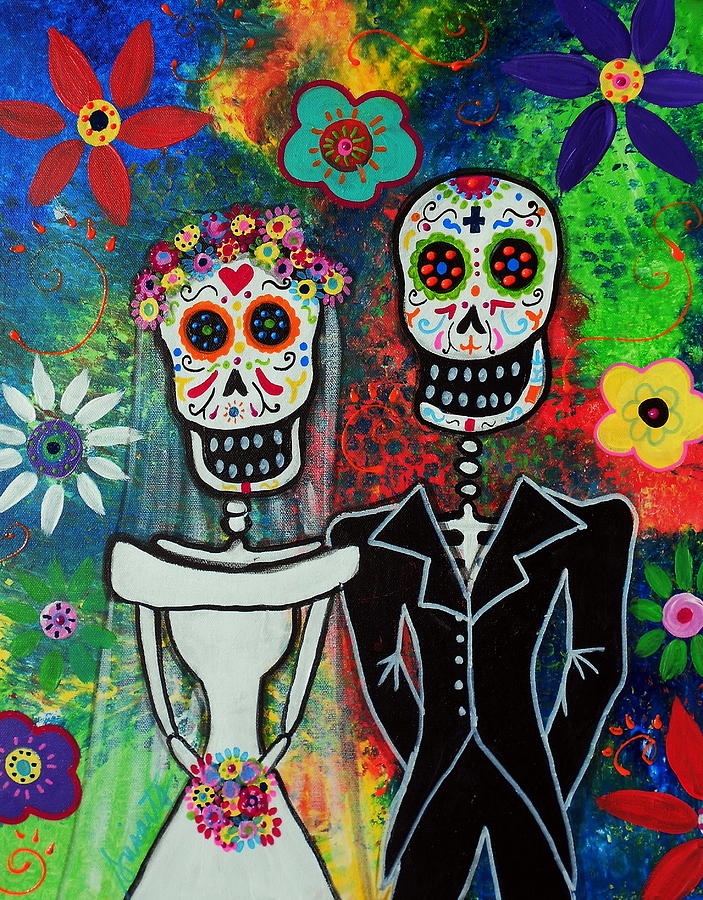 Wedding Couple Day Of The Dead Painting by Pristine Cartera Turkus