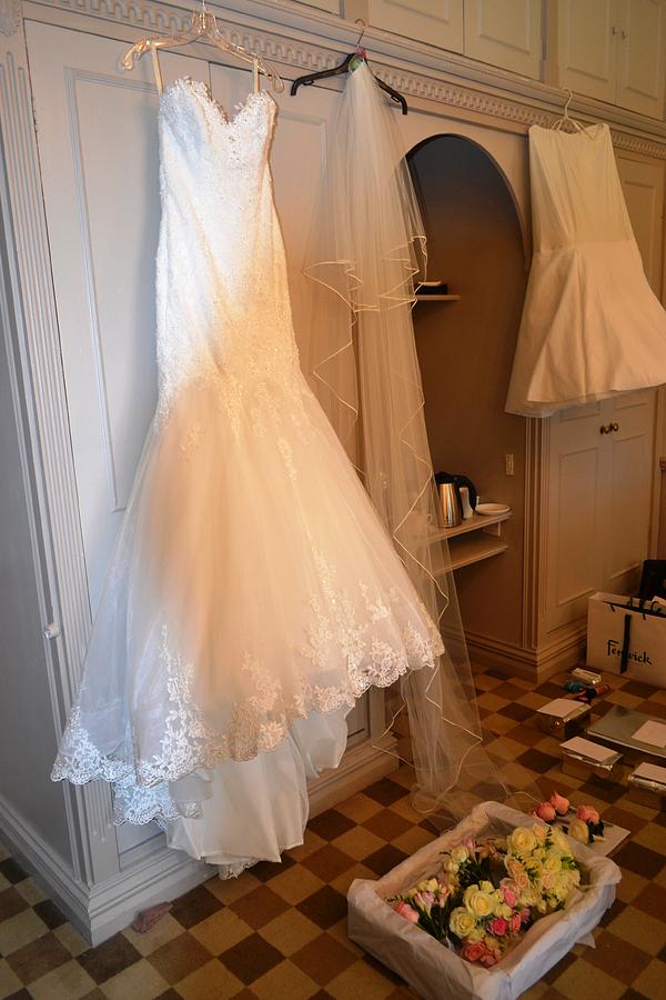 Wedding Dress and Flowers Photograph by Nina-Rosa Dudy