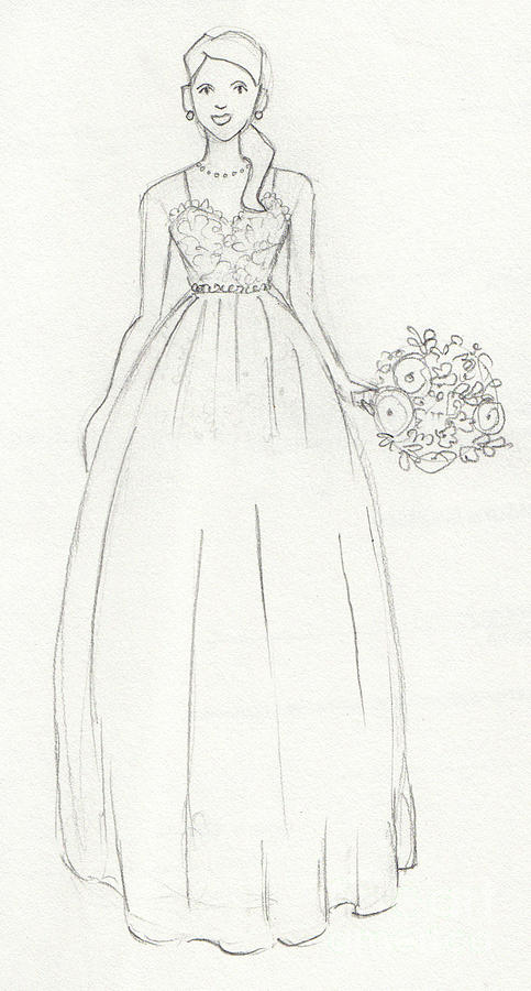 how to draw a wedding dress sketch