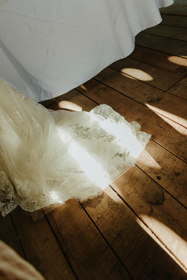Wedding Dress with Filtered Sunlight Photograph by Amber Flowers