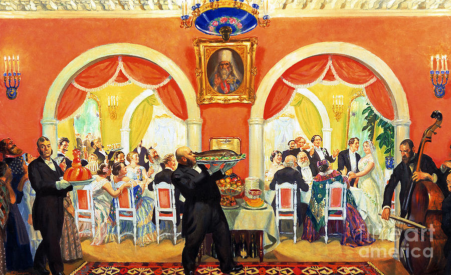 Wedding Feast, 1917 Painting by Boris Kustodiev