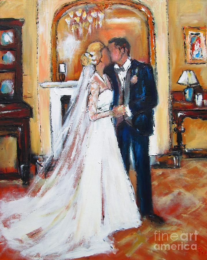 Wedding Portrait Art  And Paintings 2016 Painting by Mary Cahalan Lee - aka PIXI