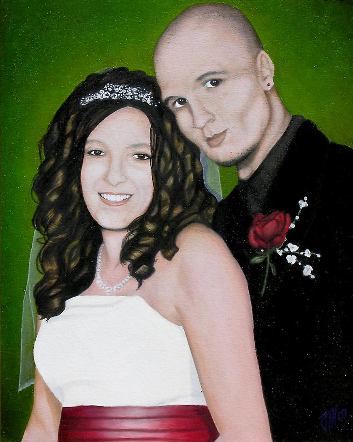 Wedding Portrait Of Clint and Ashley Painting by Joe Michelli
