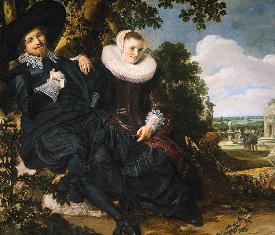 Wedding portrait of Isaac Abrahamsz Massa and Beatrix van der Laan Painting by Frans Hals