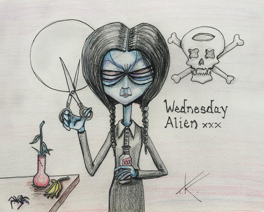 Wednesday Alien Drawing by Similar Alien