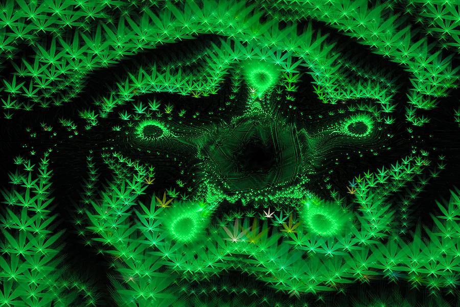 Abstract Digital Art - Weed art - green fractal cannabis by Matthias Hauser