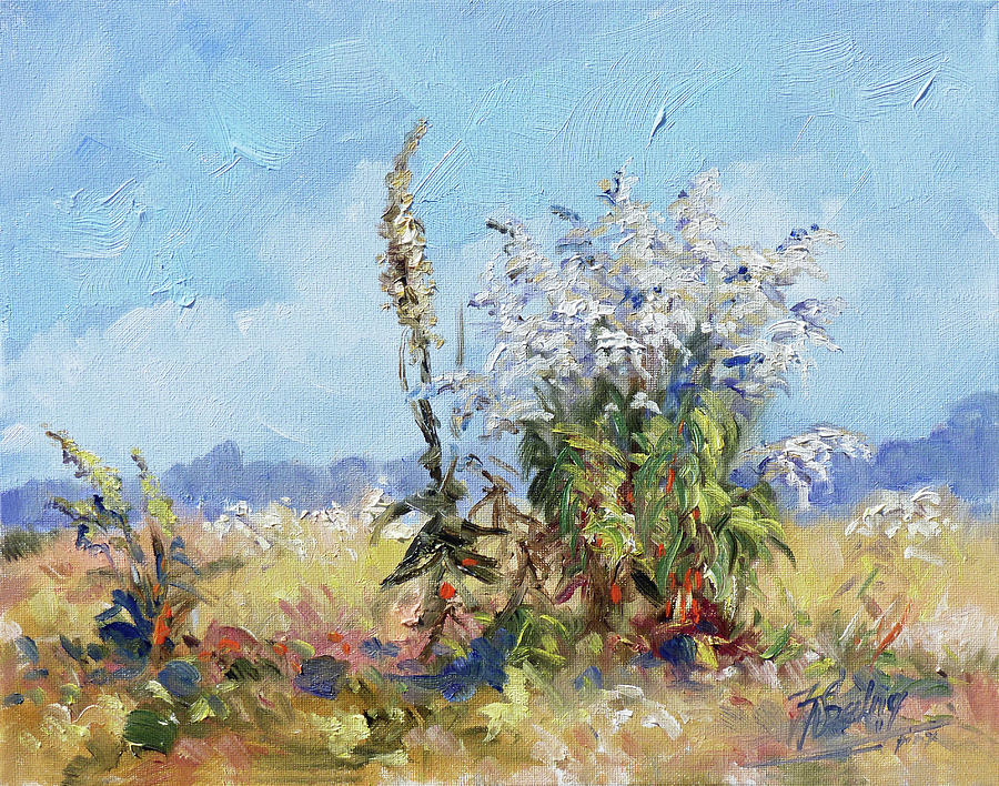 Weeds in bloom Painting by Irek Szelag