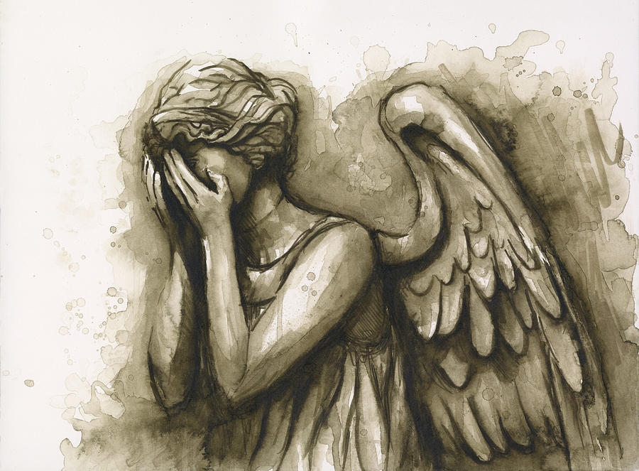 Weeping Angel Painting By Olga Shvartsur