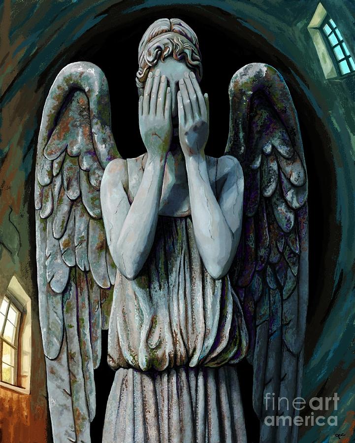 Weeping Angel World Painting by Jackie Case