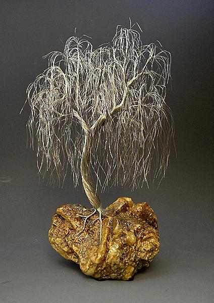 Copper Weeping Willow Wire Tree Sculpture, Metal Tree of Life
