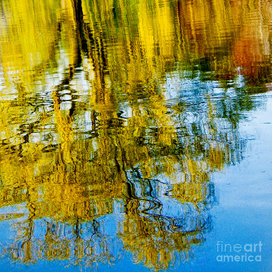 Autumn Impressions on Reflective Lake Wall Art Photograph by Carol F Austin
