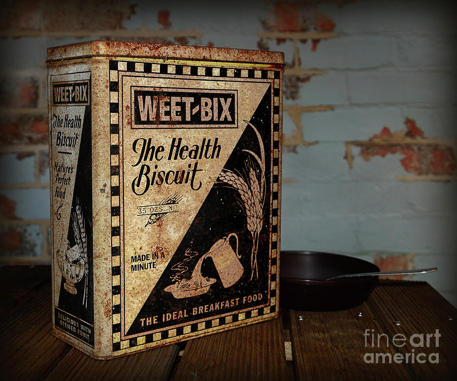 Cereal Photograph - WEET-BIX Tin early 20th Century by Kaye Menner by Kaye Menner