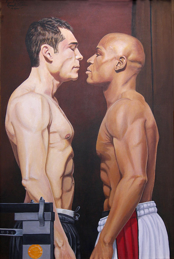 Boxer Painting - Weighin Staredown by Kenneth Kelsoe