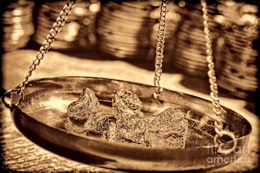 Weighing Gold Photograph by American West Legend By Olivier Le Queinec