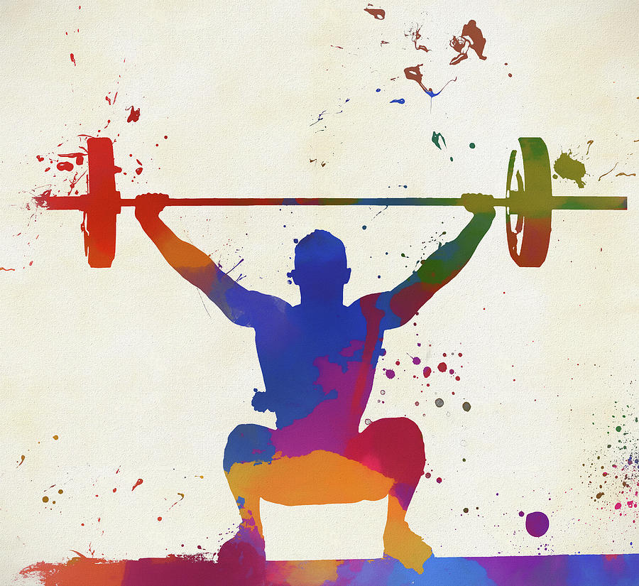 Weightlifter Paint Splatter Painting by Dan Sproul