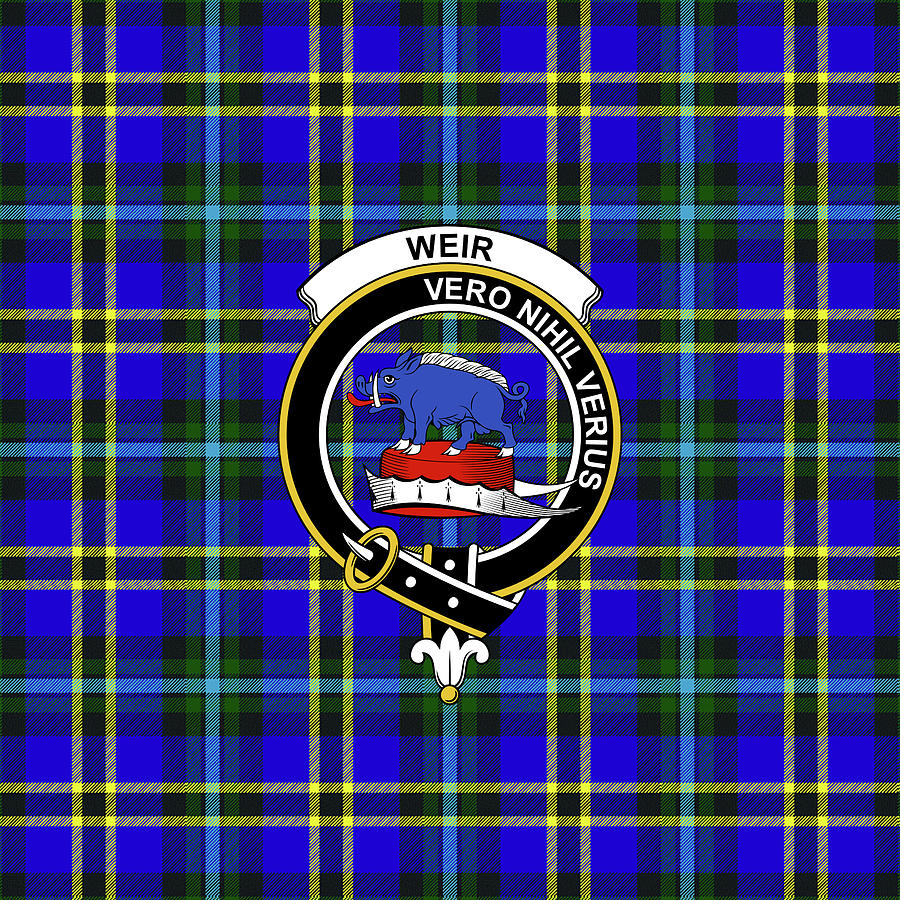 Weir Tartan Clan Badge Weekender Tote Bag K9 Mixed Media by Hung - Pixels