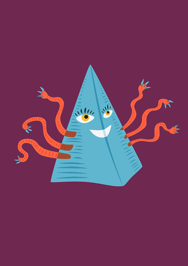 Weird Blue Pyramid Character With Tentacles Digital Art by Boriana Giormova
