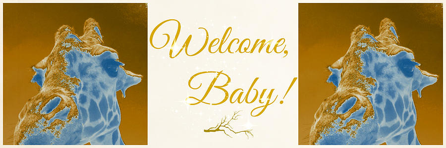 Giraffe Photograph - Welcome Baby Greeting Card in English by Elyza Rodriguez