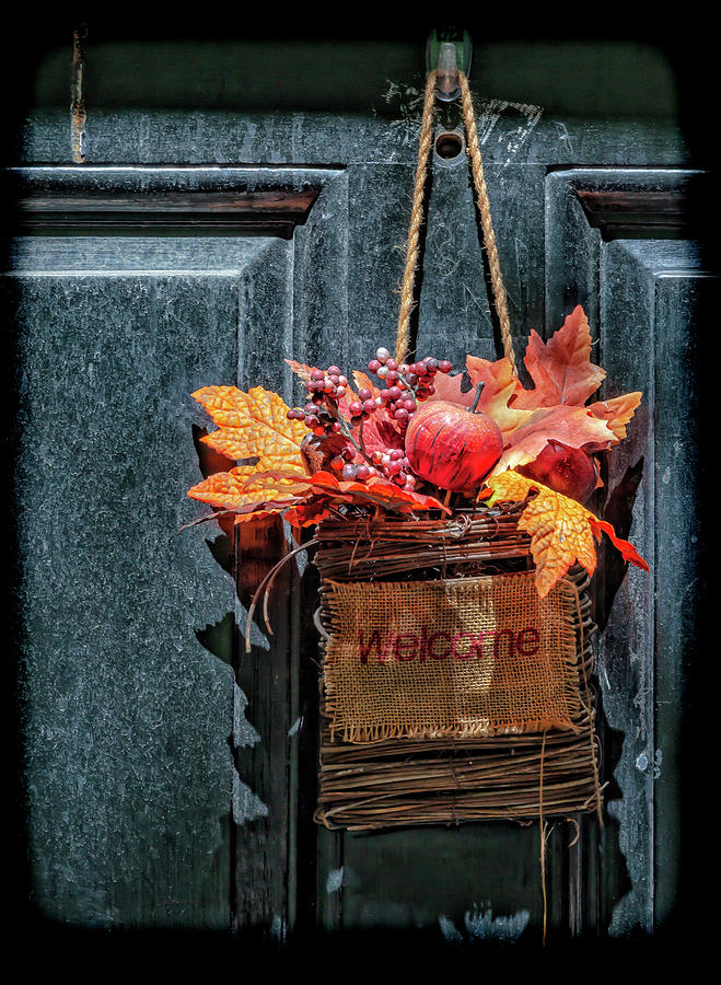 Welcome Basket on Door Photograph by Robert Ullmann