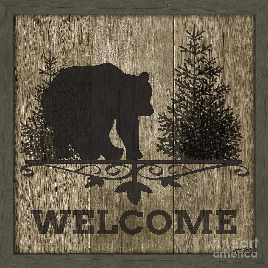 Typography Painting - Welcome Bear-JP3463 by Jean Plout