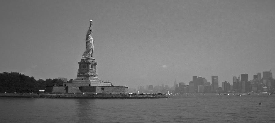 Statue Of Liberty Photograph - Welcome BW by David Coblitz