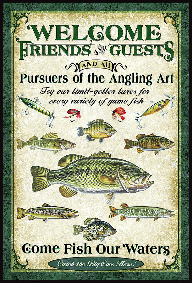 Fish Painting - Welcome Friends Sign by JQ Licensing