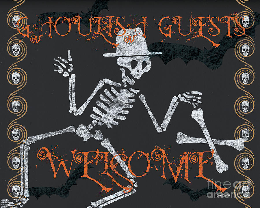 Halloween Painting - Welcome Ghoulish Guests by Debbie DeWitt