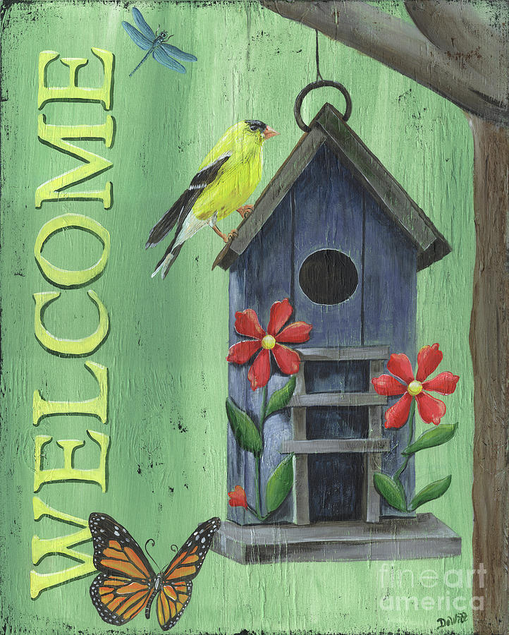 Welcome Goldfinch Painting by Debbie DeWitt