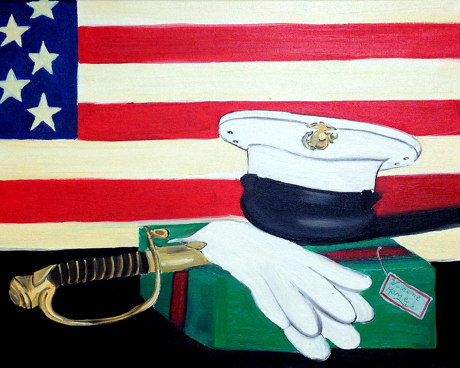 Flag Painting - Welcome Home by Dean Glorso