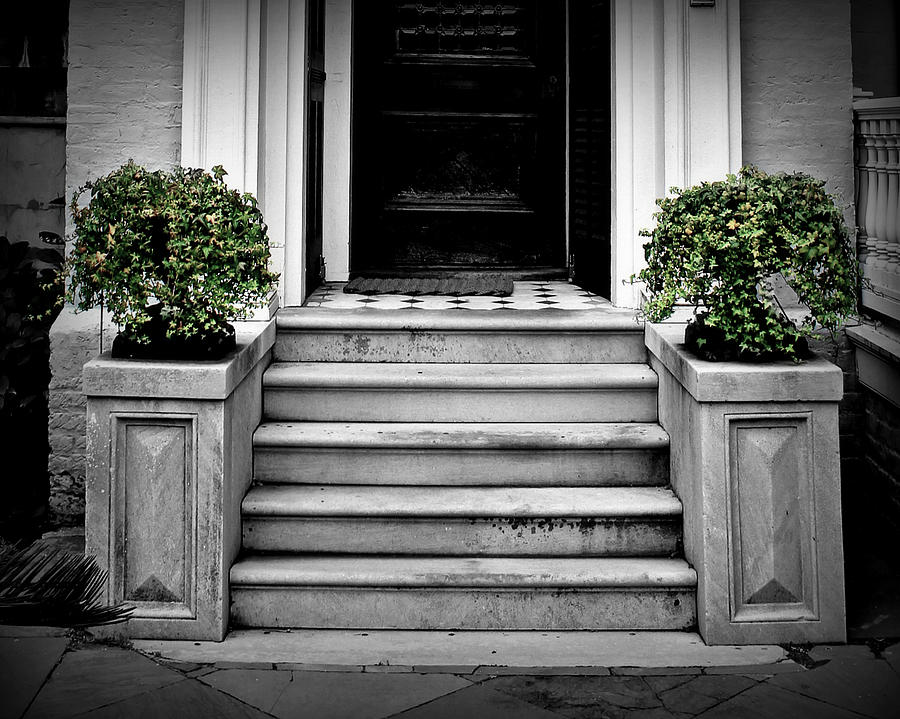 Black And White Photograph - Welcome Steps by Perry Webster