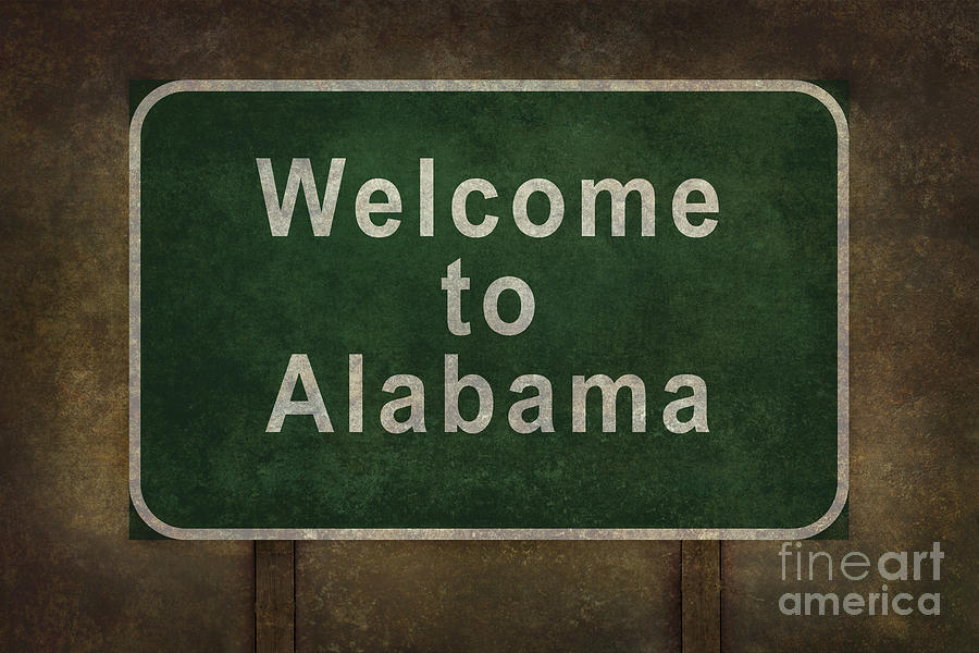 Welcome to Alabama roadside sign illustration Digital Art by Sterling Gold